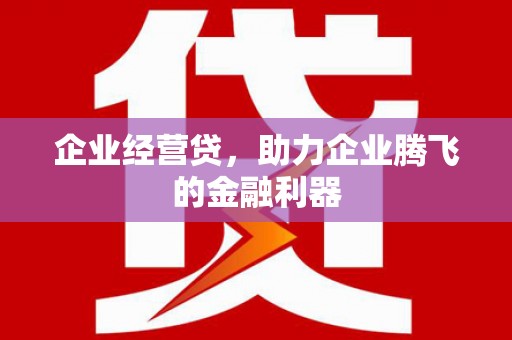 清河门企业经营贷，助力企业腾飞的金融利器