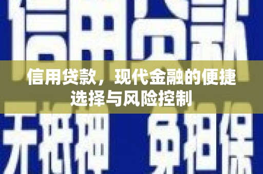 清河门信用贷款，现代金融的便捷选择与风险控制