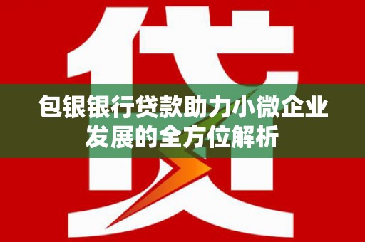 清河门包银银行贷款助力小微企业发展的全方位解析