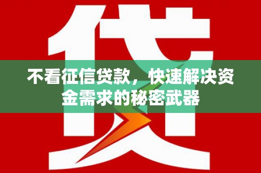 清河门不看征信贷款，快速解决资金需求的秘密武器