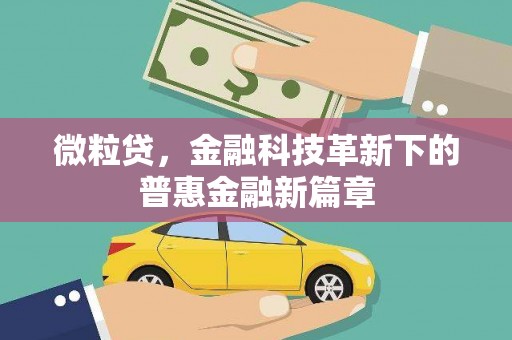 清河门微粒贷，金融科技革新下的普惠金融新篇章